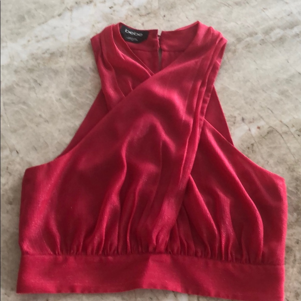 Bebe red shimmer sexy top size small never worn!